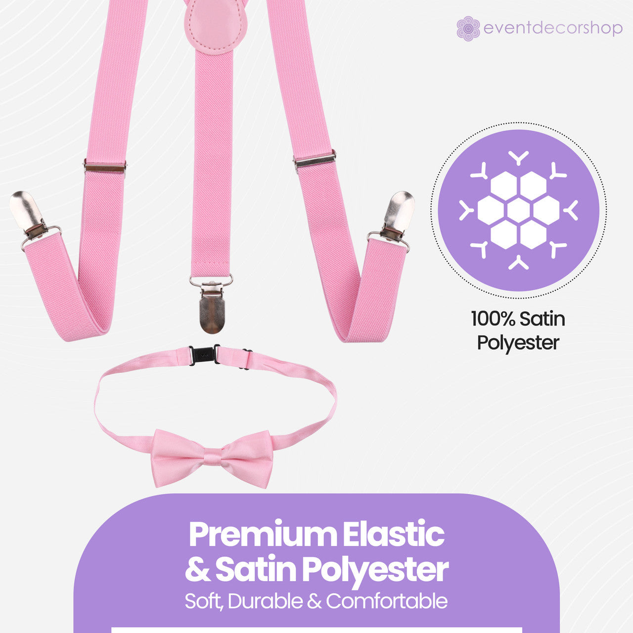 Kids Braces with Bow Tie - 25mm - Light Pink