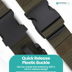 Webbing Canvas Belt with Plastic Clip Buckle - Green