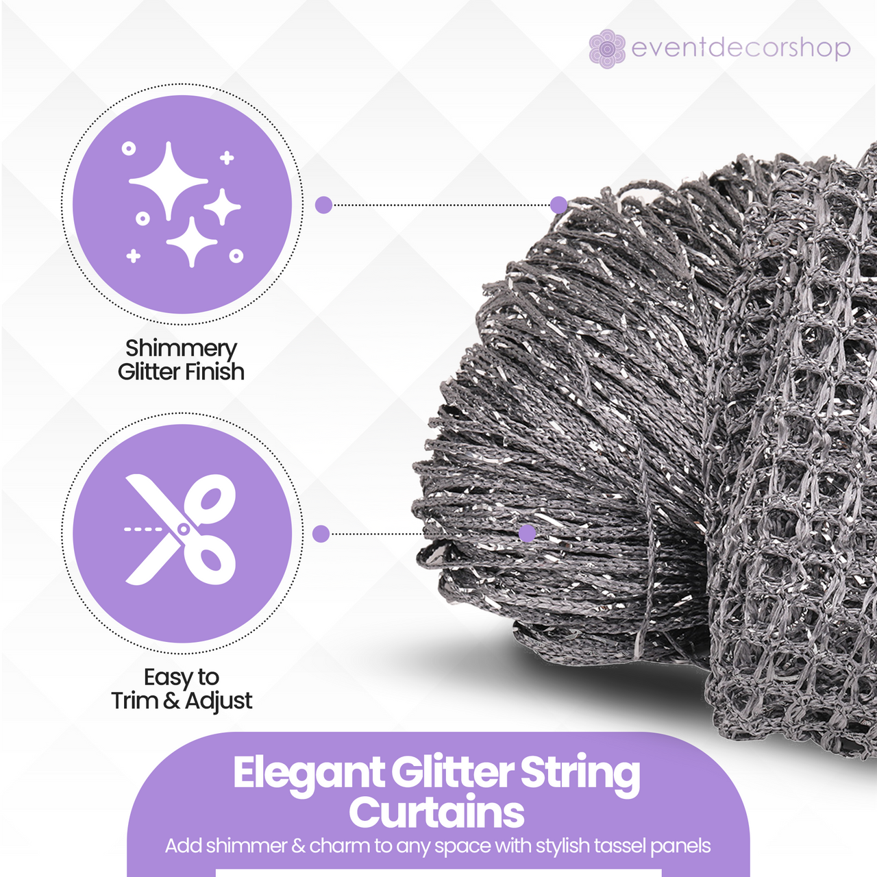 String Curtain Panel - Dark Silver
