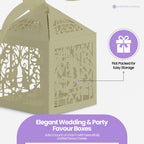50x Laser Cut Love Heart & Doves Favours Box with Organza Ribbon - Honeydew