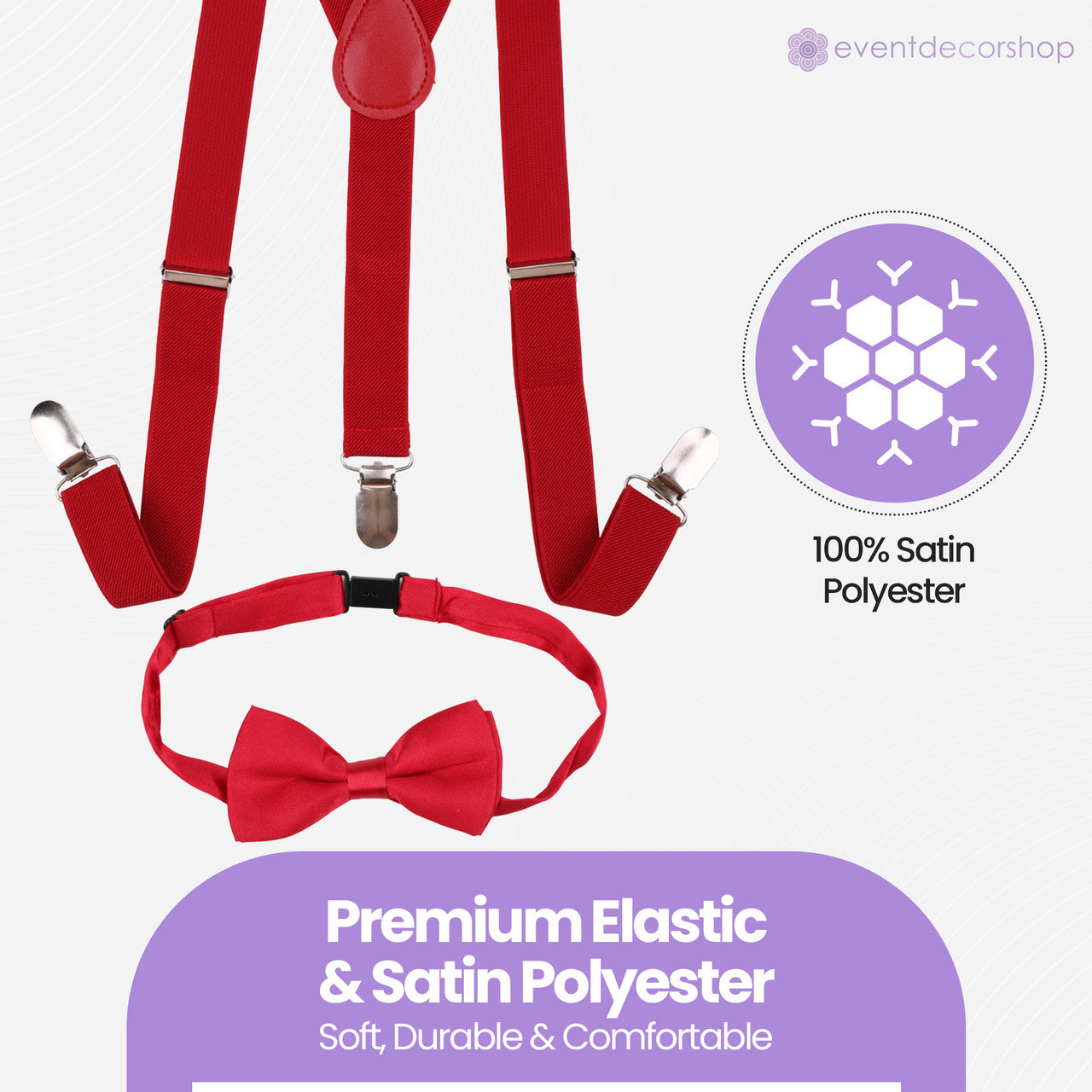 Kids Braces with Bow Tie - 25mm - Burgundy
