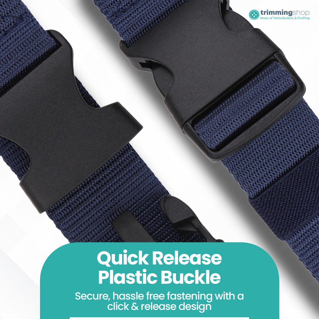 Webbing Canvas Belt with Plastic Clip Buckle - Navy