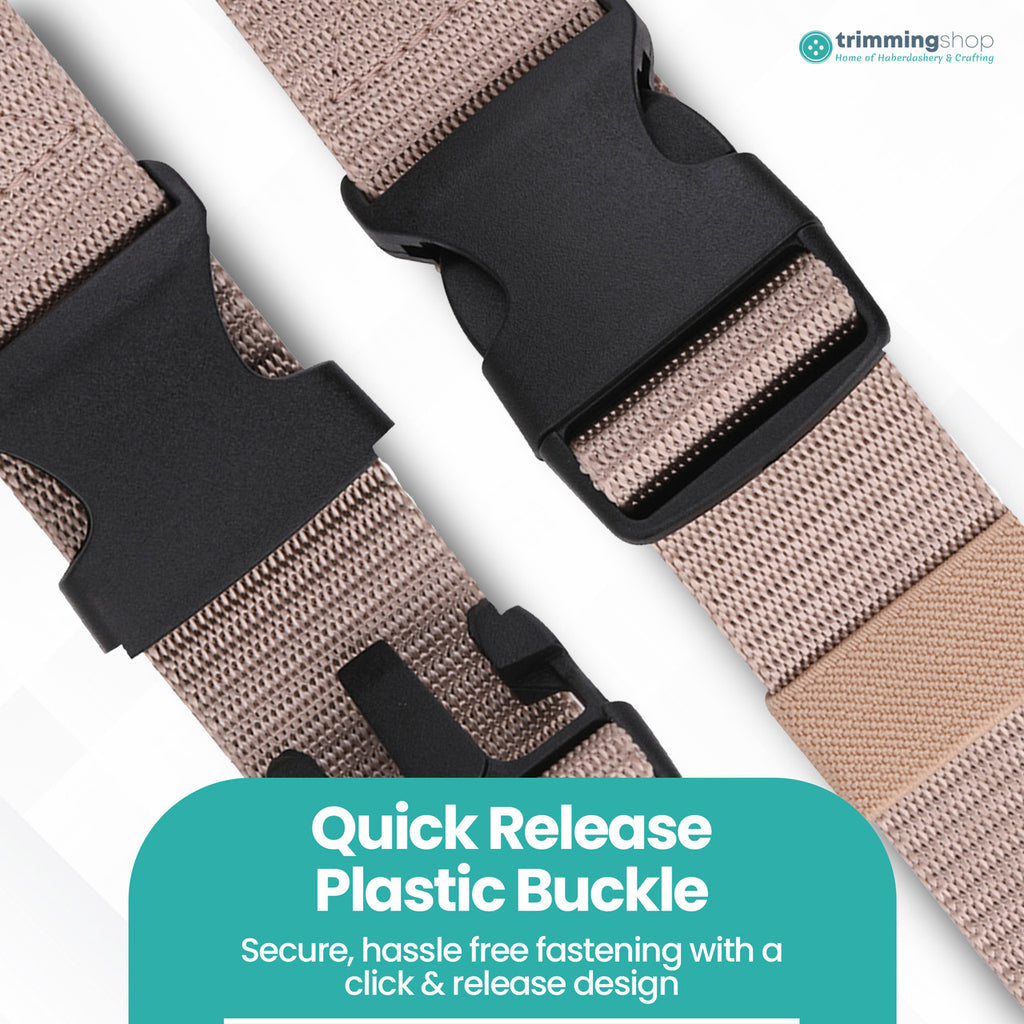 Webbing Canvas Belt with Plastic Clip Buckle - Cream