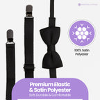 Kids Braces with Bow Tie - 25mm - Black