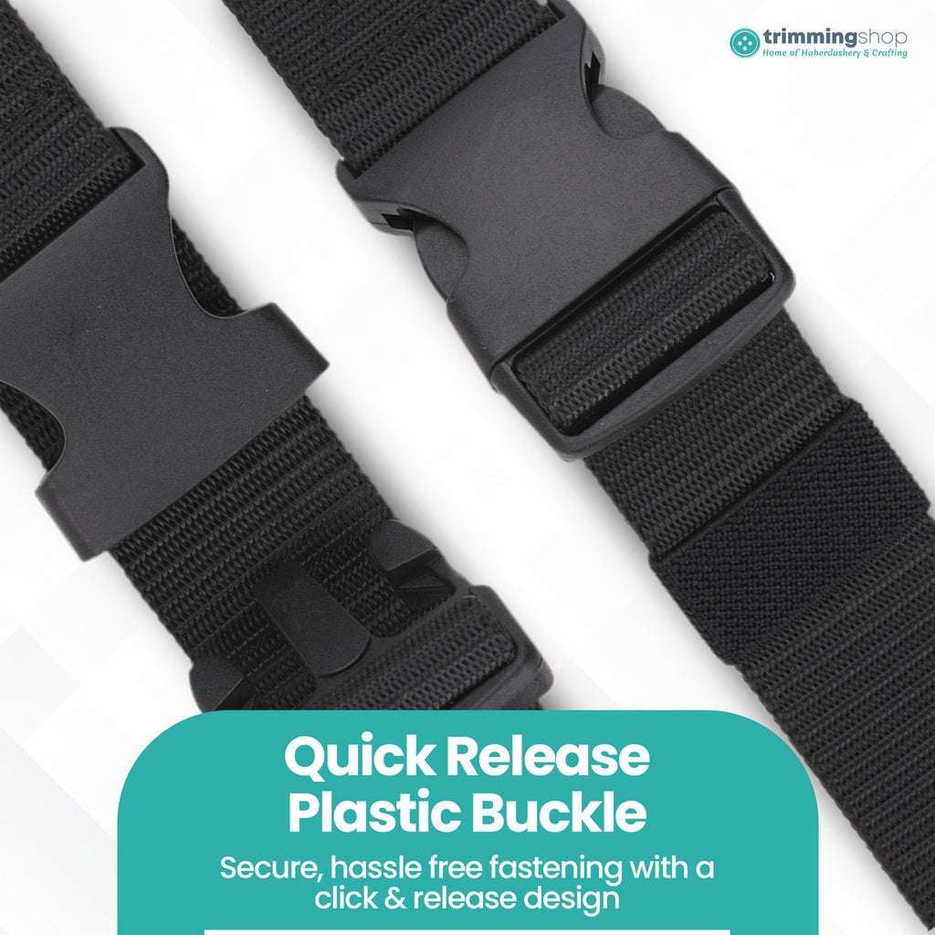 Webbing Canvas Belt with Plastic Clip Buckle - Black
