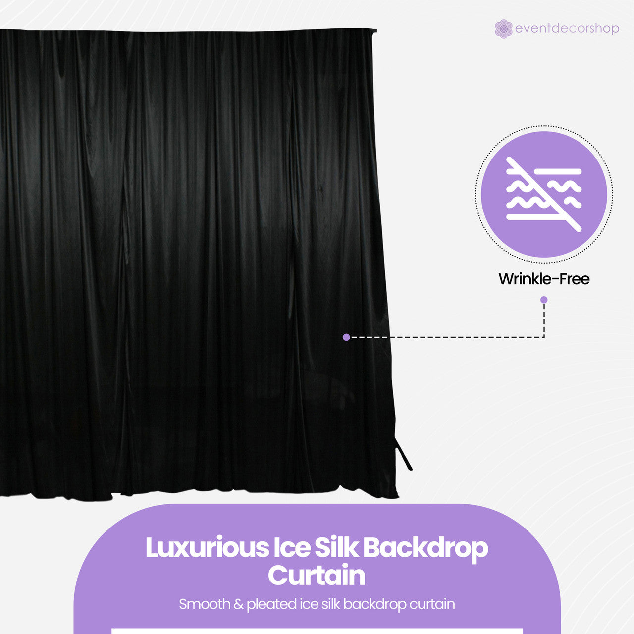 100GSM Ice Silk Photography Backdrop (No Swag) - Black