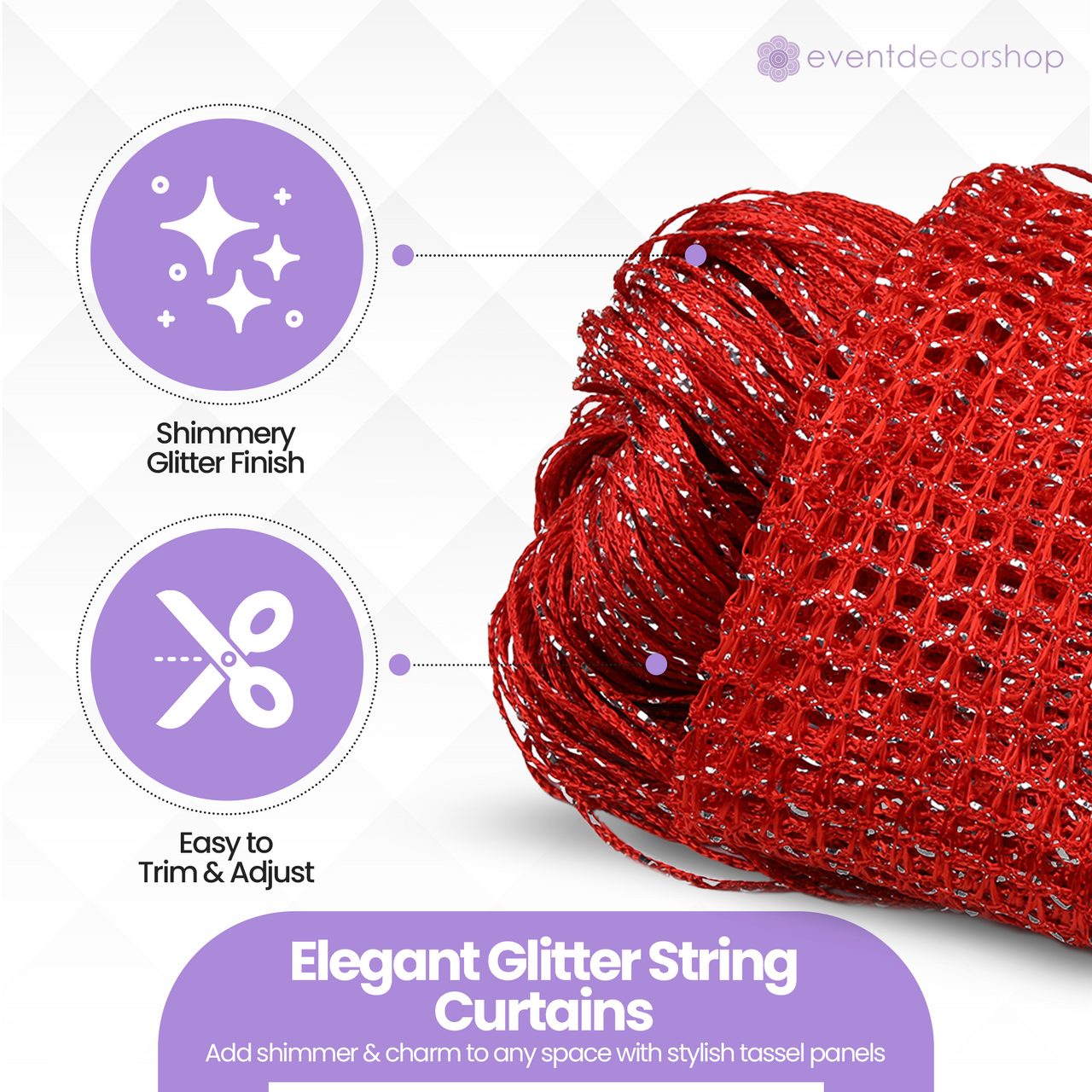 String Curtain Panel - Red