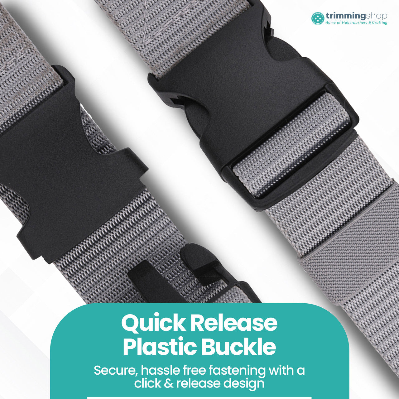 Webbing Canvas Belt with Plastic Clip Buckle - Grey