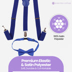 Kids Braces with Bow Tie - 25mm - Royal Blue