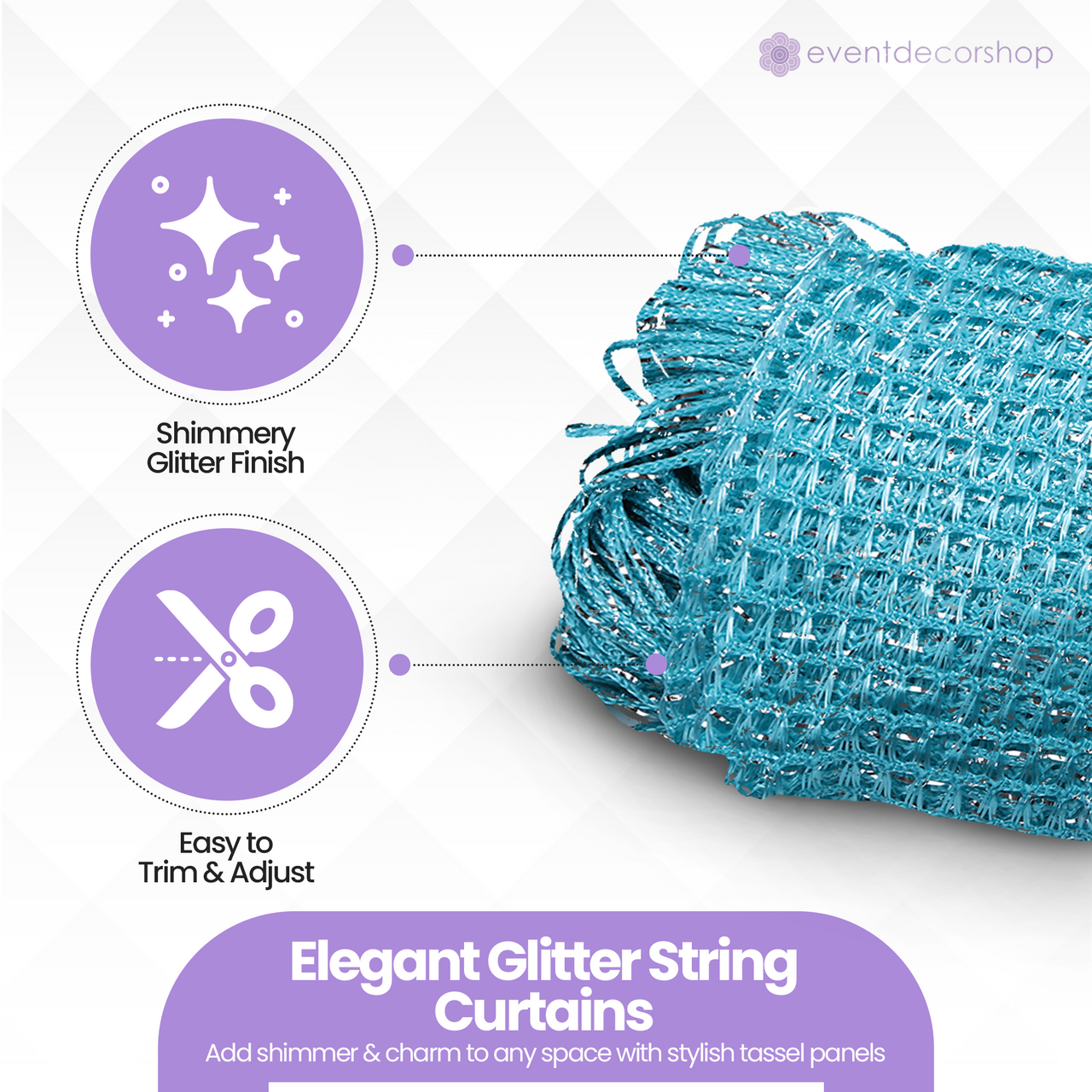 String Curtain Panel - Turquoise