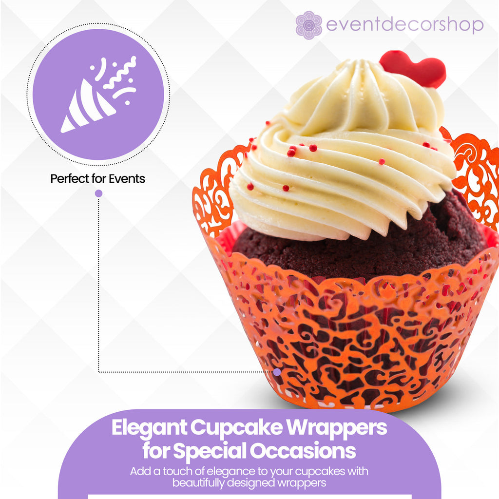 25x Laser Cut Cupcake Wrappers - Orange