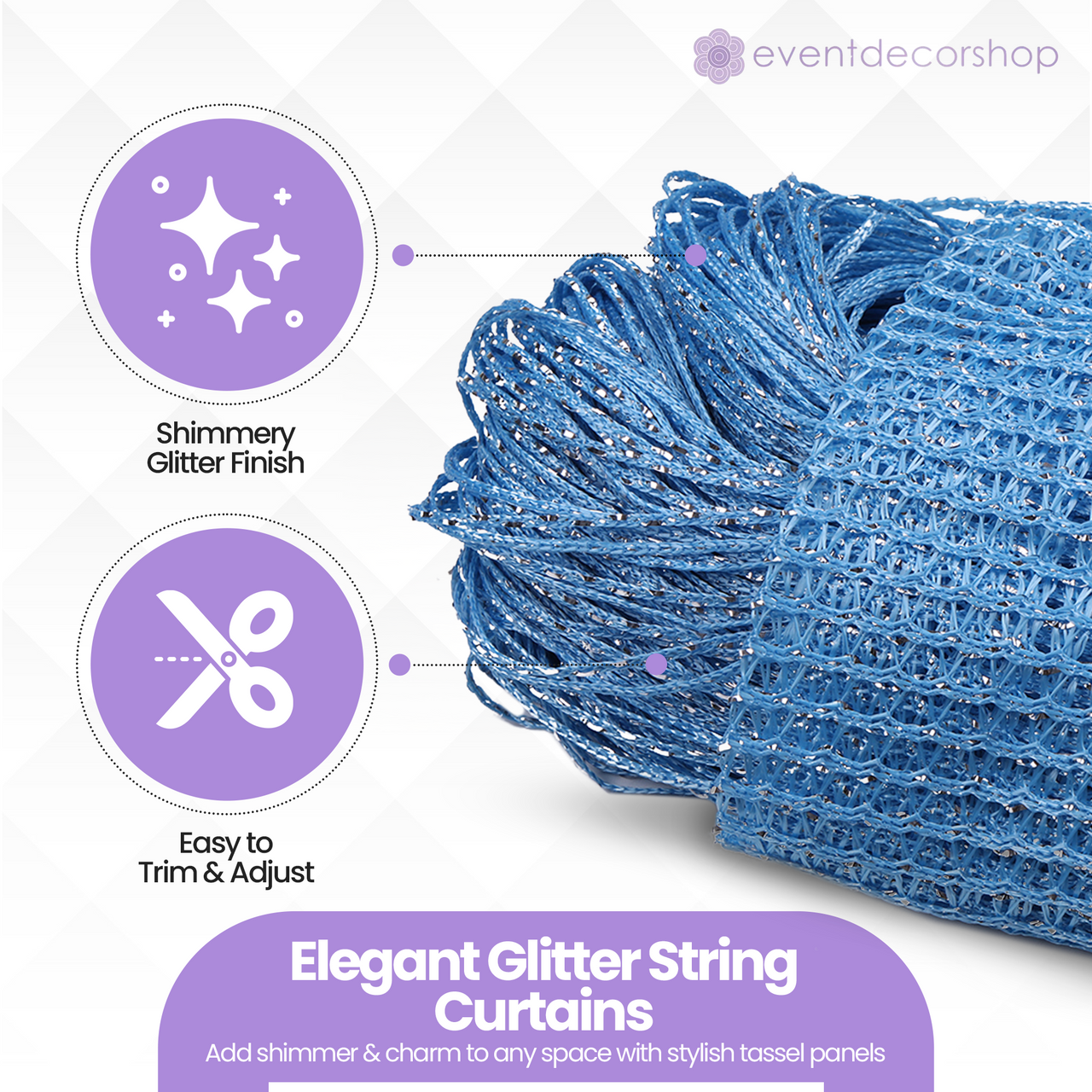 String Curtain Panel - Sky Blue