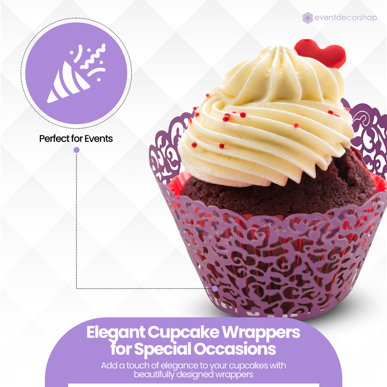 25x Laser Cut Cupcake Wrappers - Purple