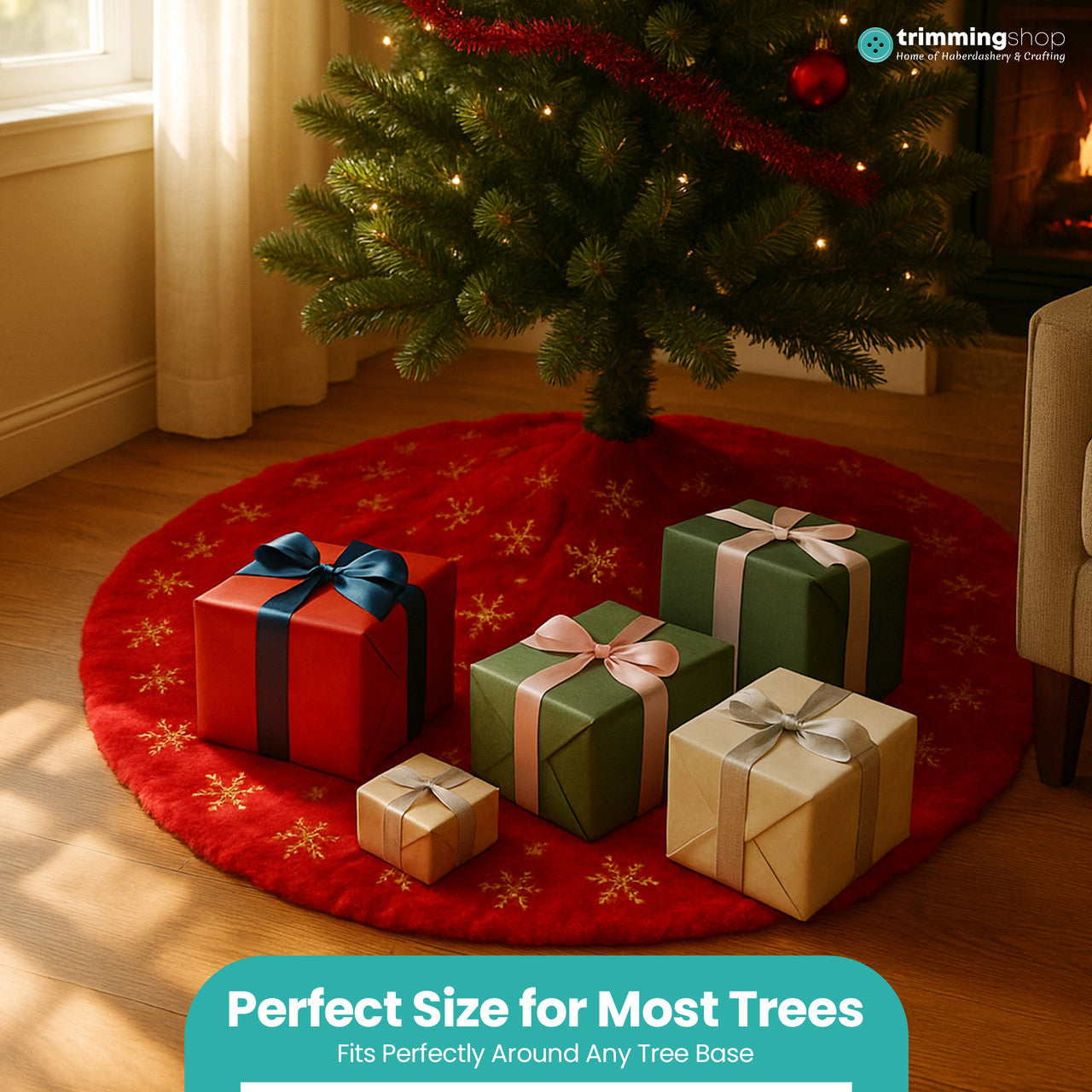 Snowflake Design Velvet Christmas Tree Skirt – 1M