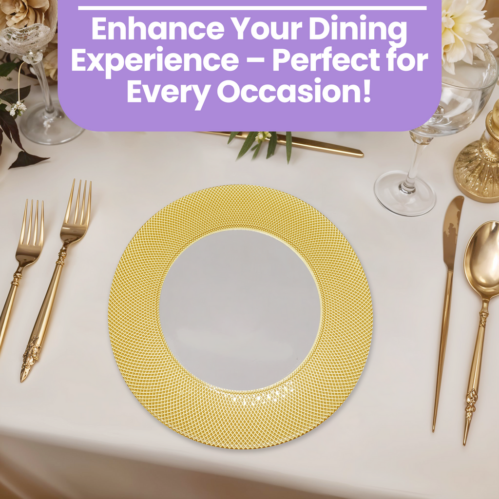 13" Round Charger Plate - Checkered Gold