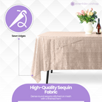 Sequin Rectangle Sparkly Tablecloth - Rose Gold