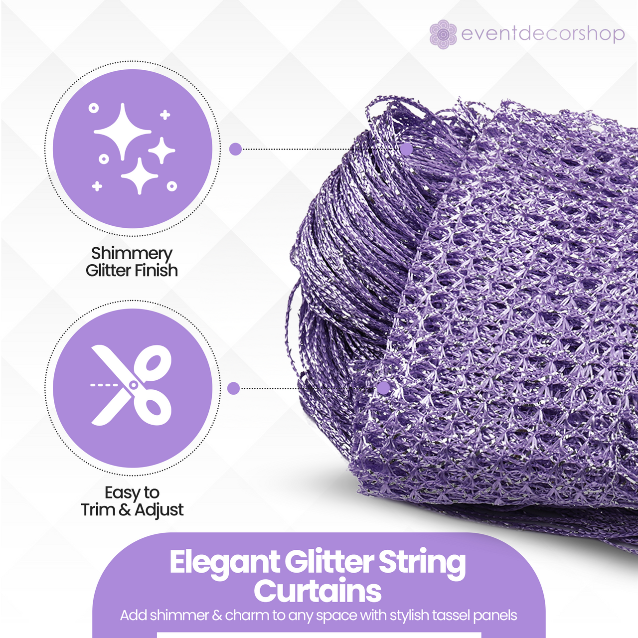 String Curtain Panel - Light Purple