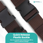 Webbing Canvas Belt with Plastic Clip Buckle - Brown