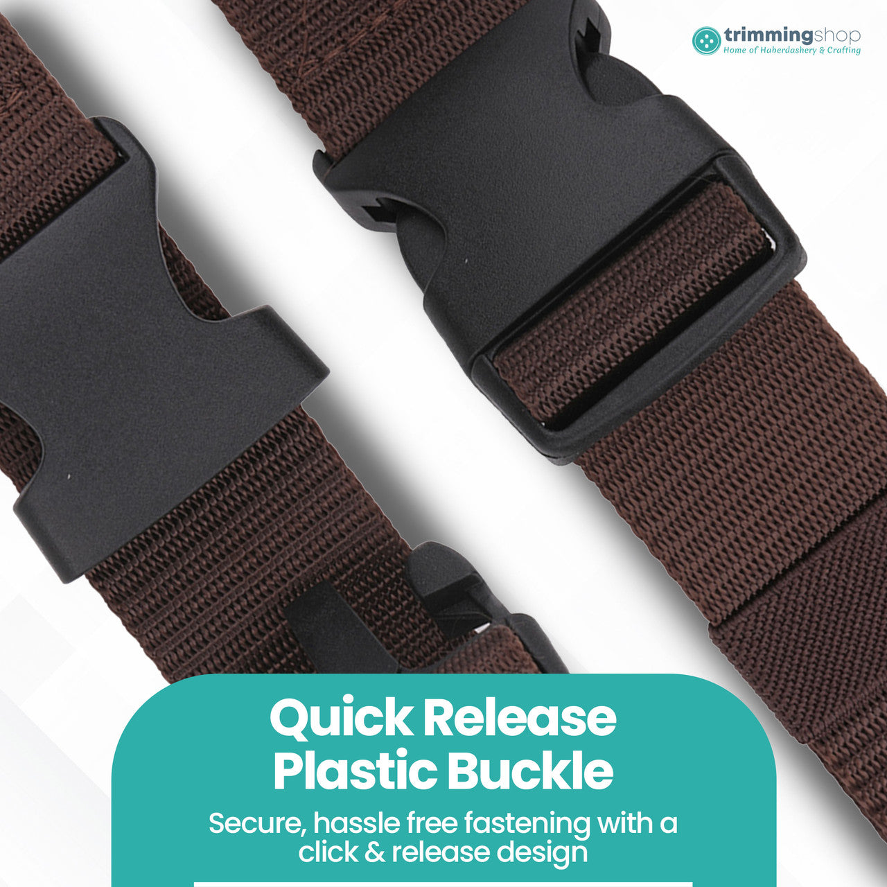 Webbing Canvas Belt with Plastic Clip Buckle - Brown