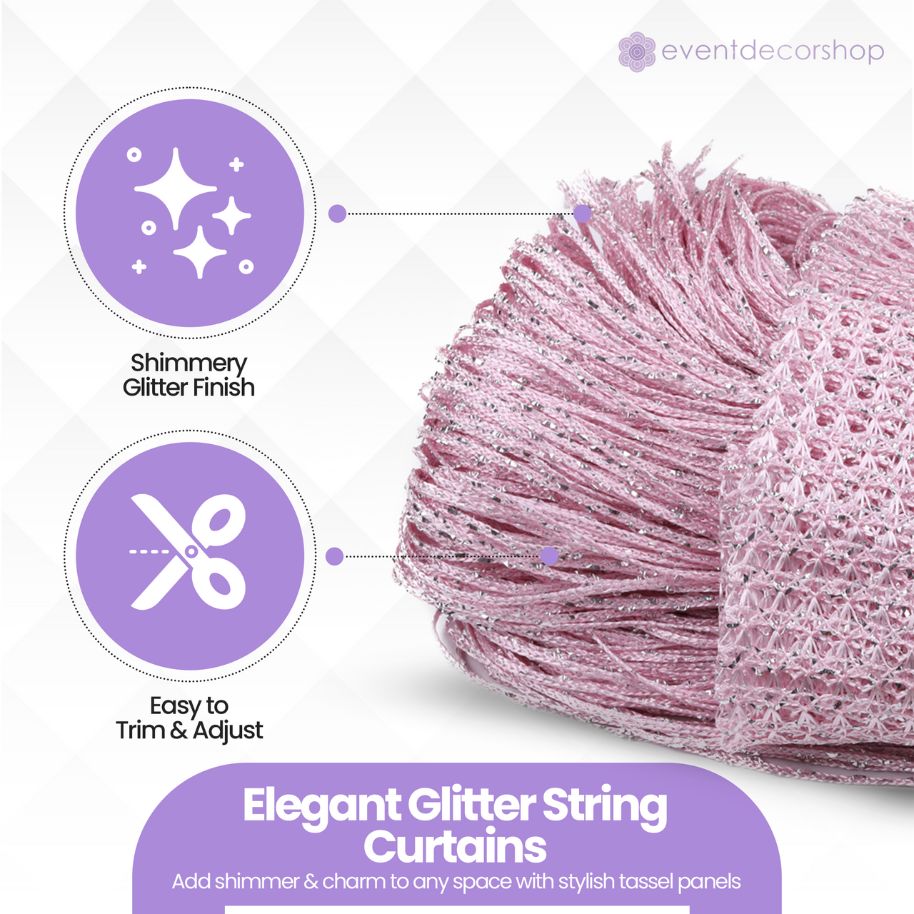 String Curtain Panel - Pink