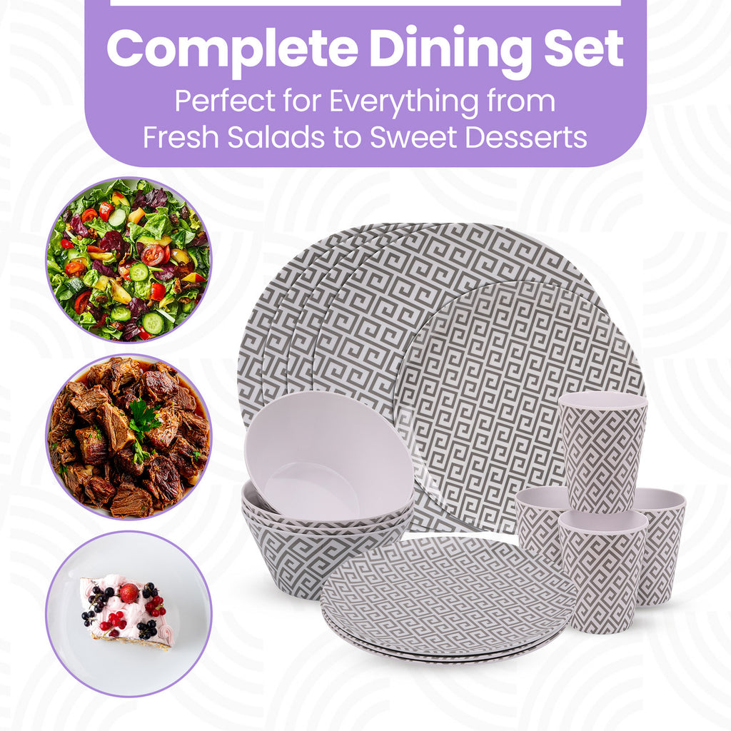 Geometric Design Melamine BBQ and Party Set - 16pcs
