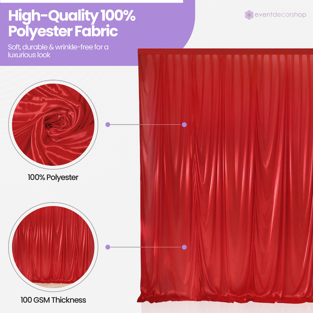 100GSM Ice Silk Photography Backdrop (No Swag) - Red