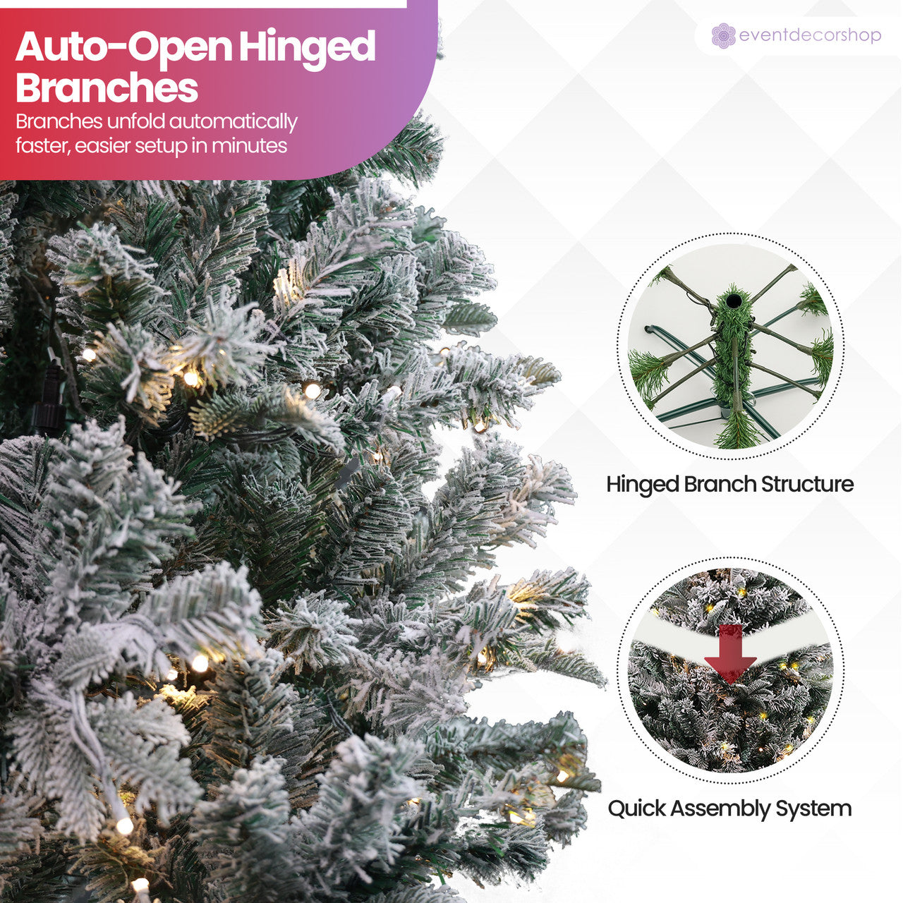 Aspen Frost Christmas Tree with Warm White Lights - 4ft/5ft/6ft