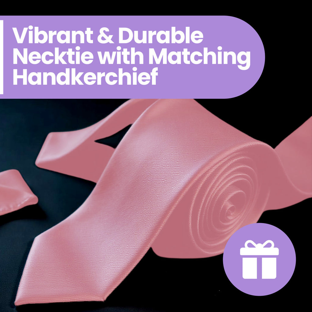 Rose Pink Tie and Handkerchief