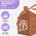 50x Laser Cut Love Heart & Doves Favours Box with Organza Ribbon - Orange