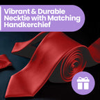 Deep Red Tie and Handkerchief