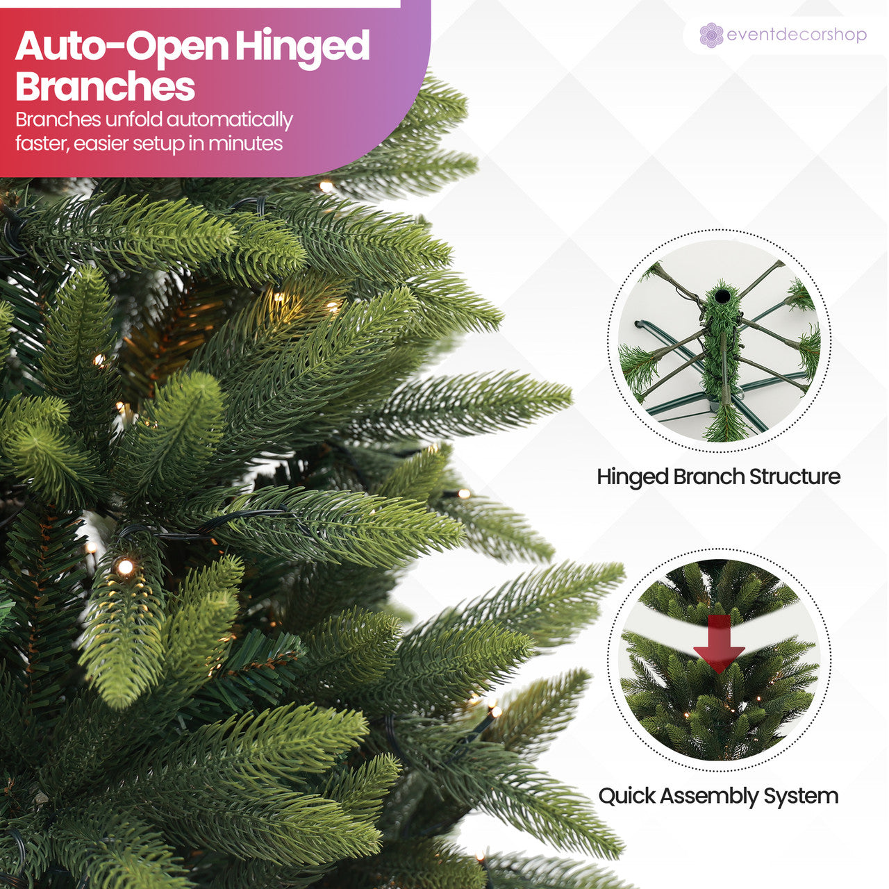 Nordic Christmas Tree with Warm White Lights - 4ft/5ft/6ft