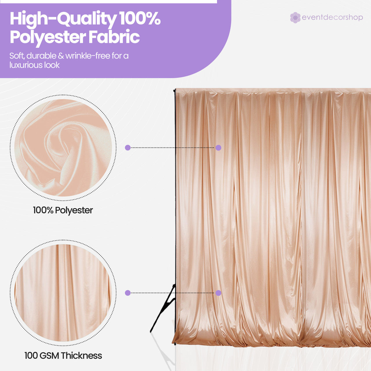 100GSM Ice Silk Photography Backdrop (No Swag) - Rose Gold