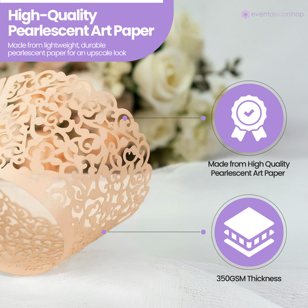 25x Laser Cut Cupcake Wrappers - Ivory