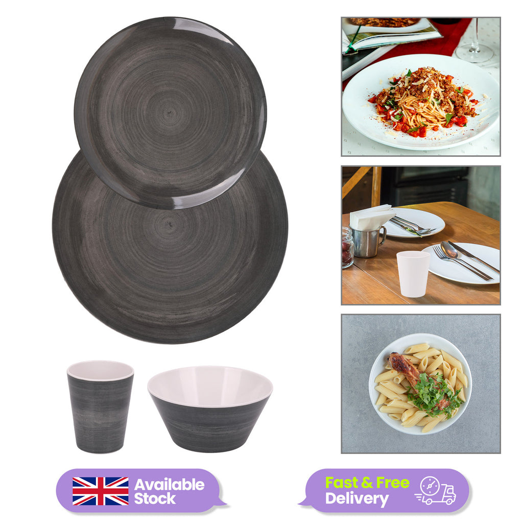 Grey Swirl Design Melamine BBQ and Party Set - 16pcs