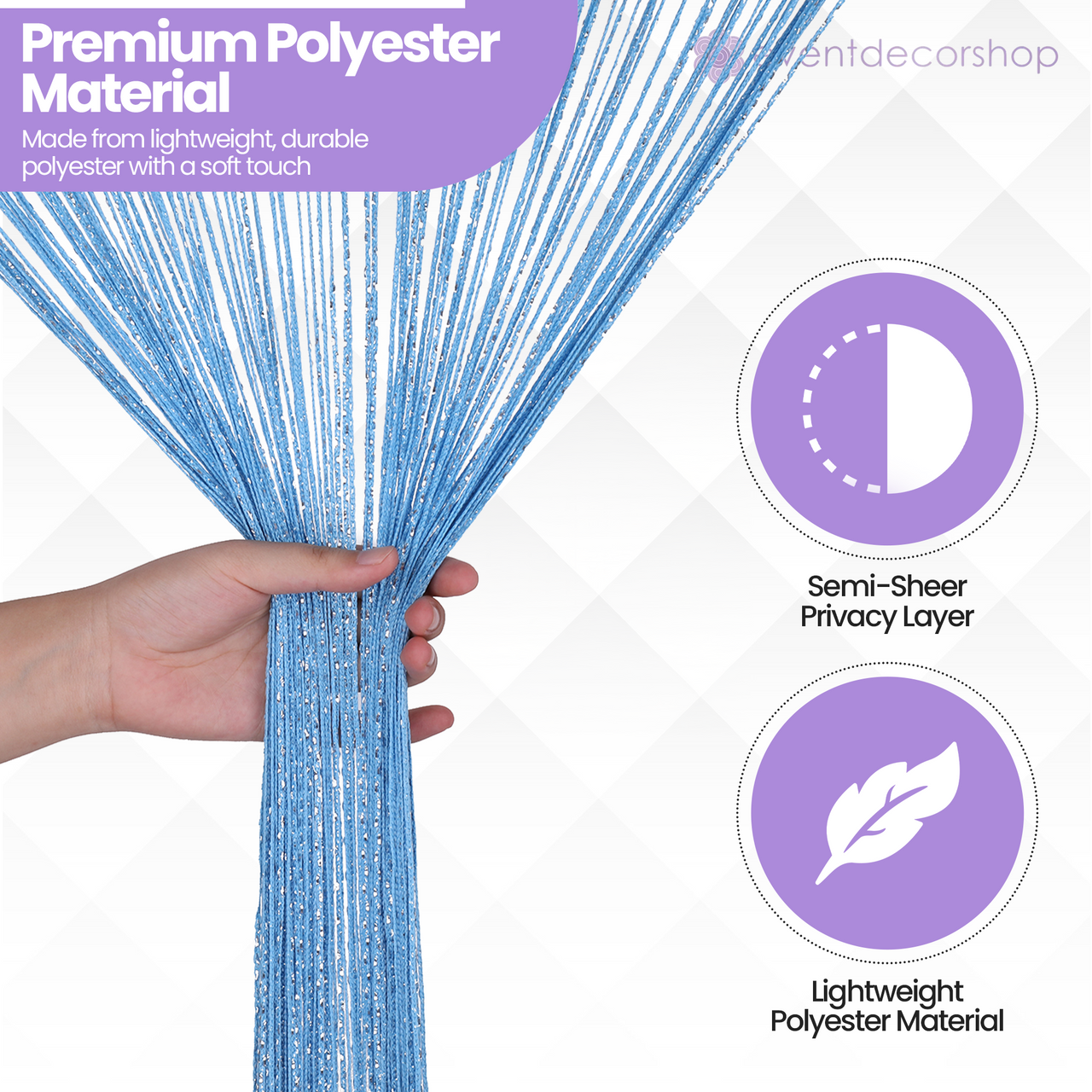String Curtain Panel - Sky Blue
