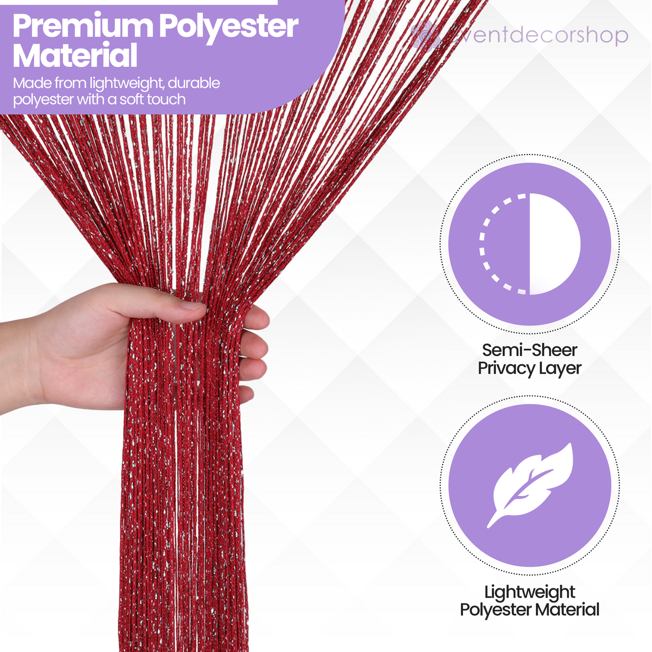 String Curtain Panel - Burgundy