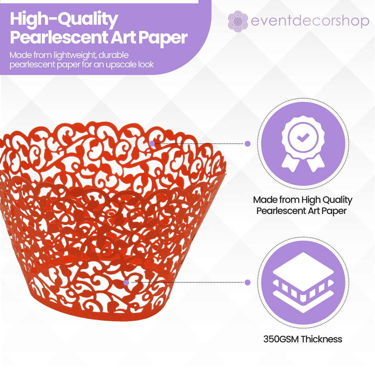 25x Laser Cut Cupcake Wrappers - Orange