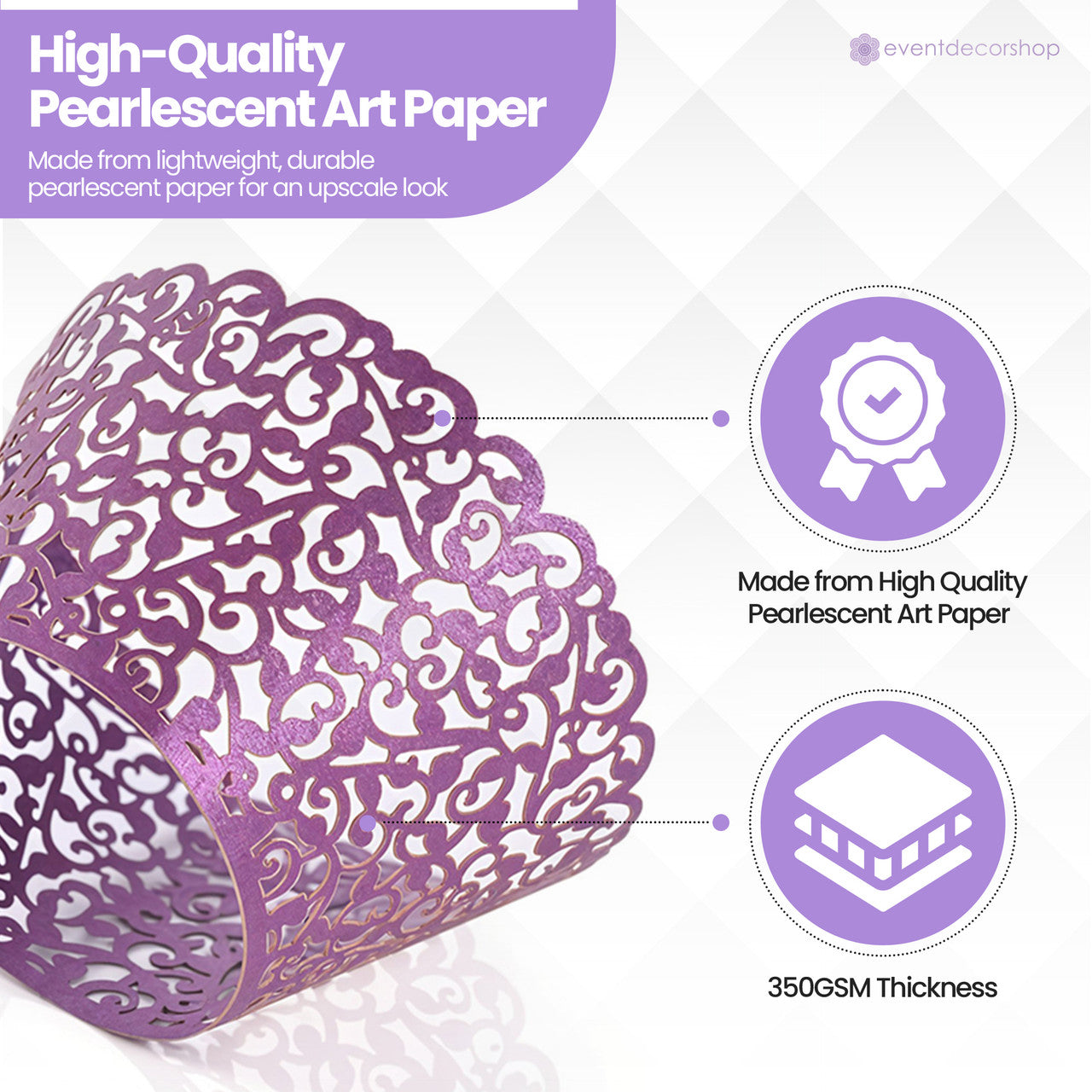 25x Laser Cut Cupcake Wrappers - Purple