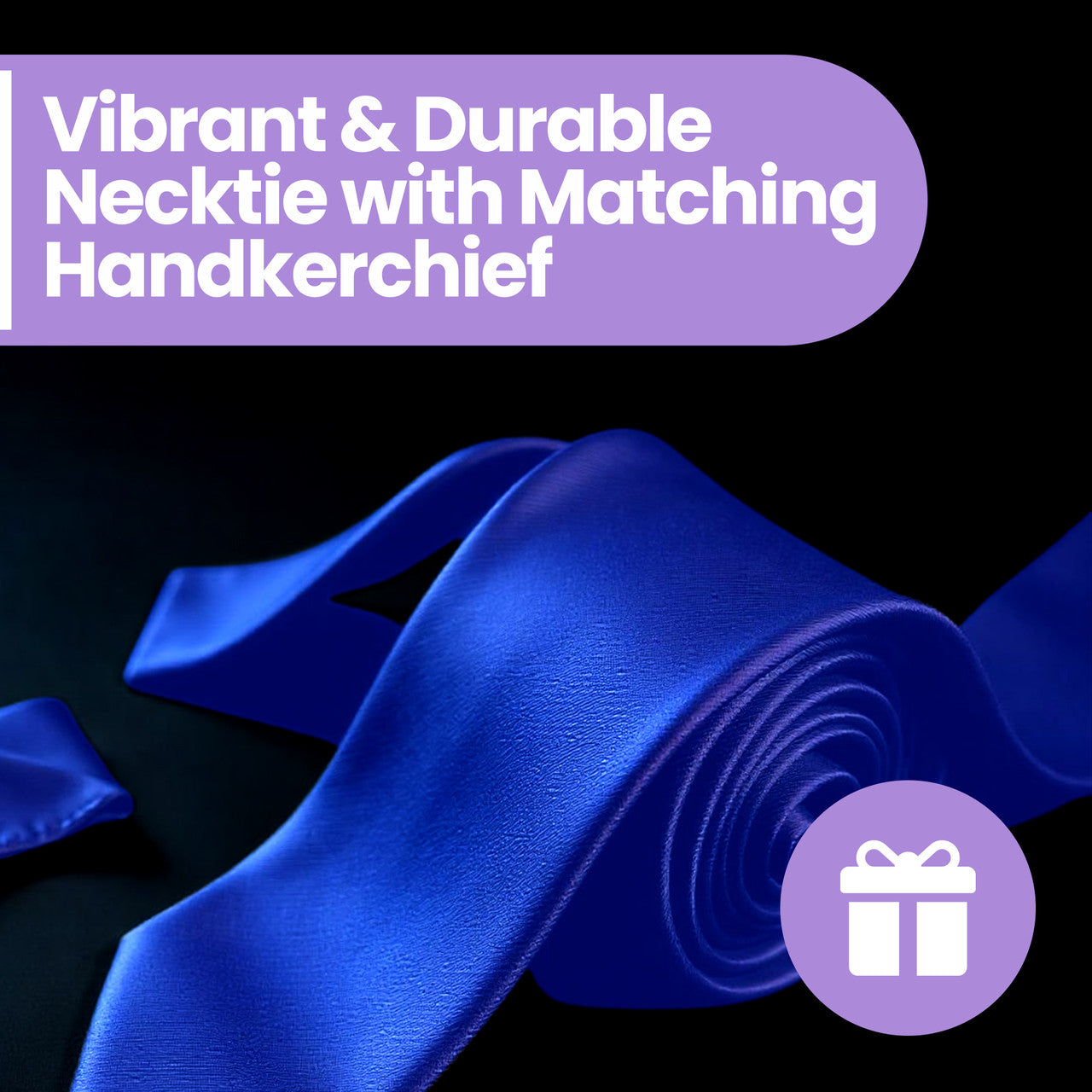 Royal Blue Tie and Handkerchief