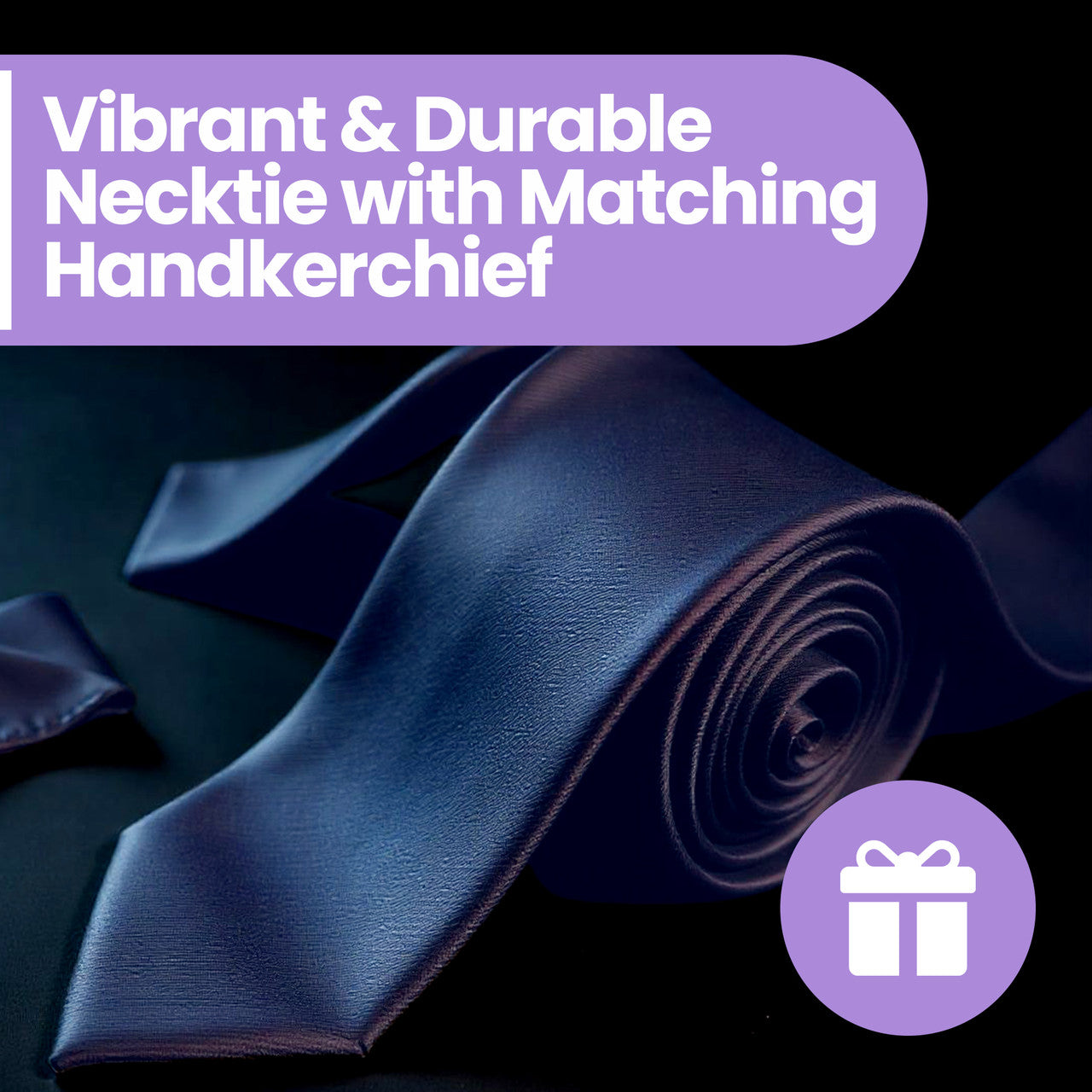 Navy Tie and Handkerchief