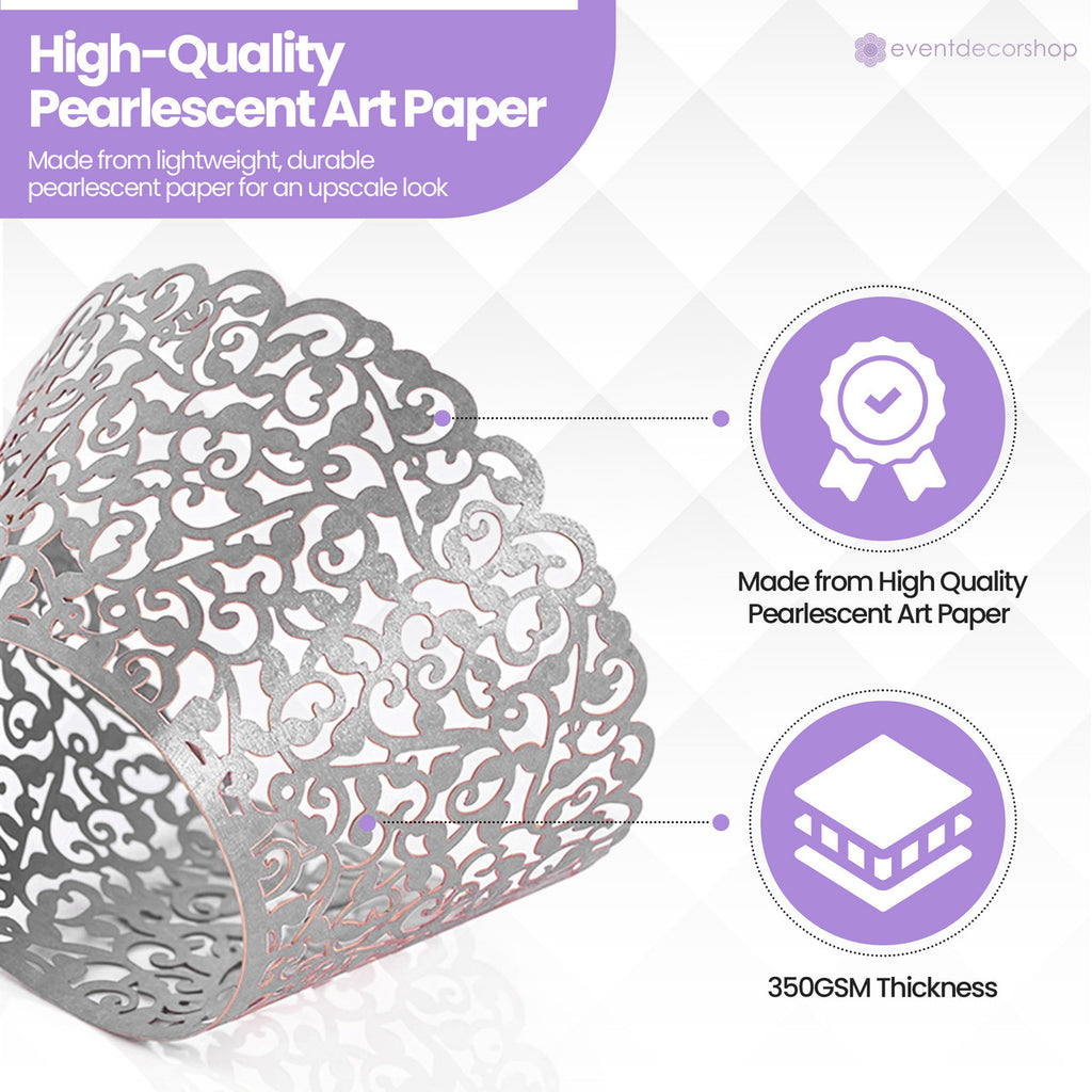 25x Laser Cut Cupcake Wrappers - Silver