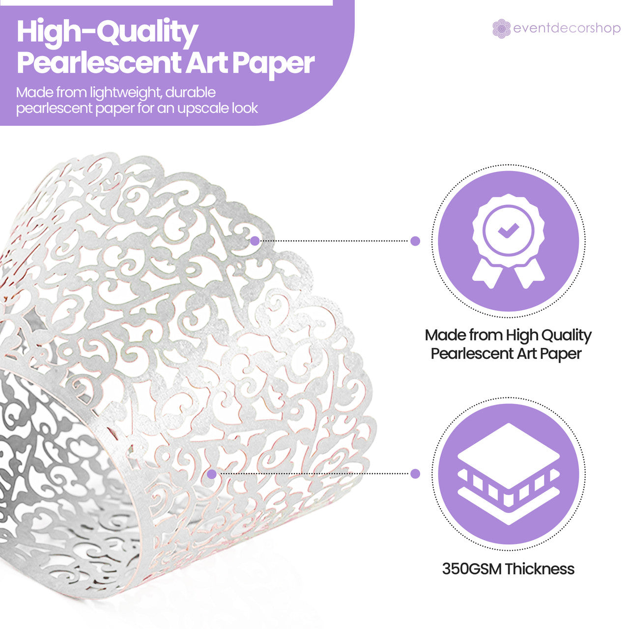 25x Laser Cut Cupcake Wrappers - White