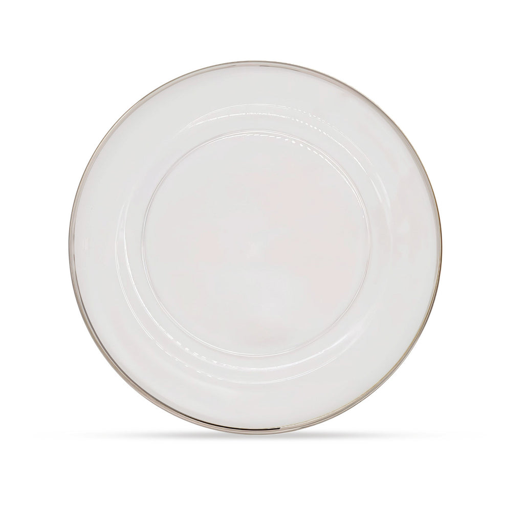 13" Round Charger Plate - Clear with Silver Trim
