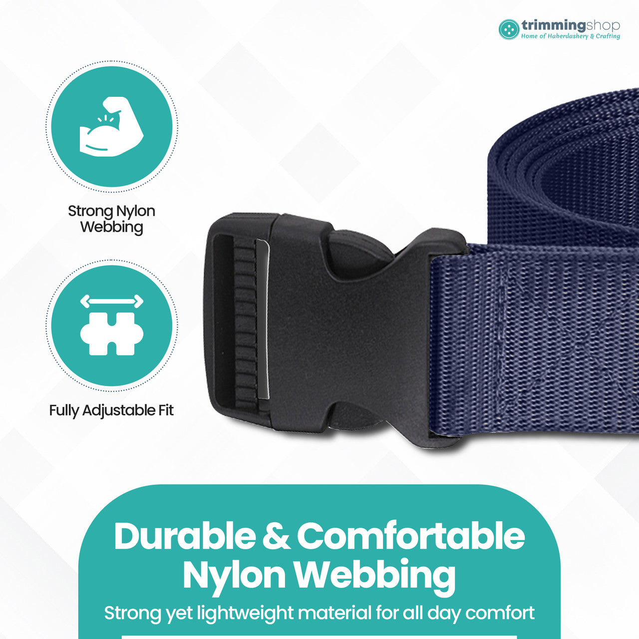 Webbing Canvas Belt with Plastic Clip Buckle - Navy
