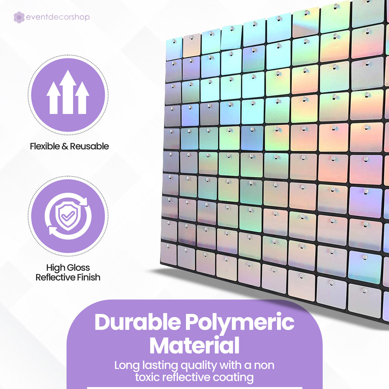 Square Sequin Wall Backdrop Panels - Rainbow