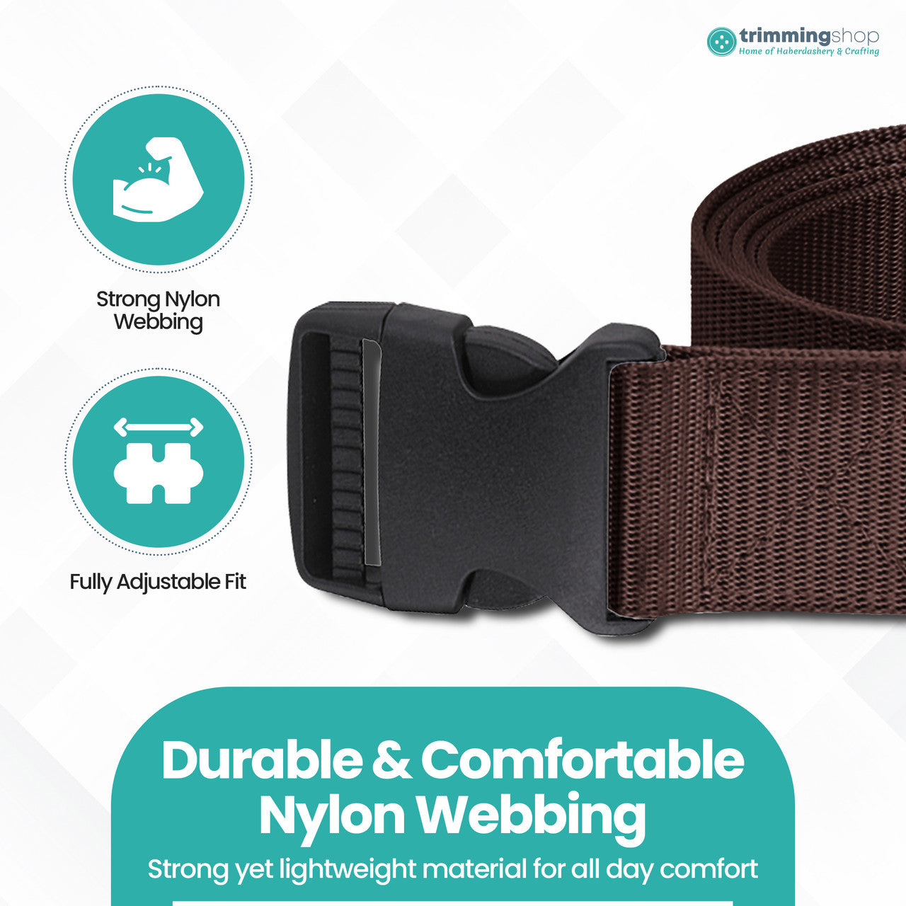 Webbing Canvas Belt with Plastic Clip Buckle - Brown