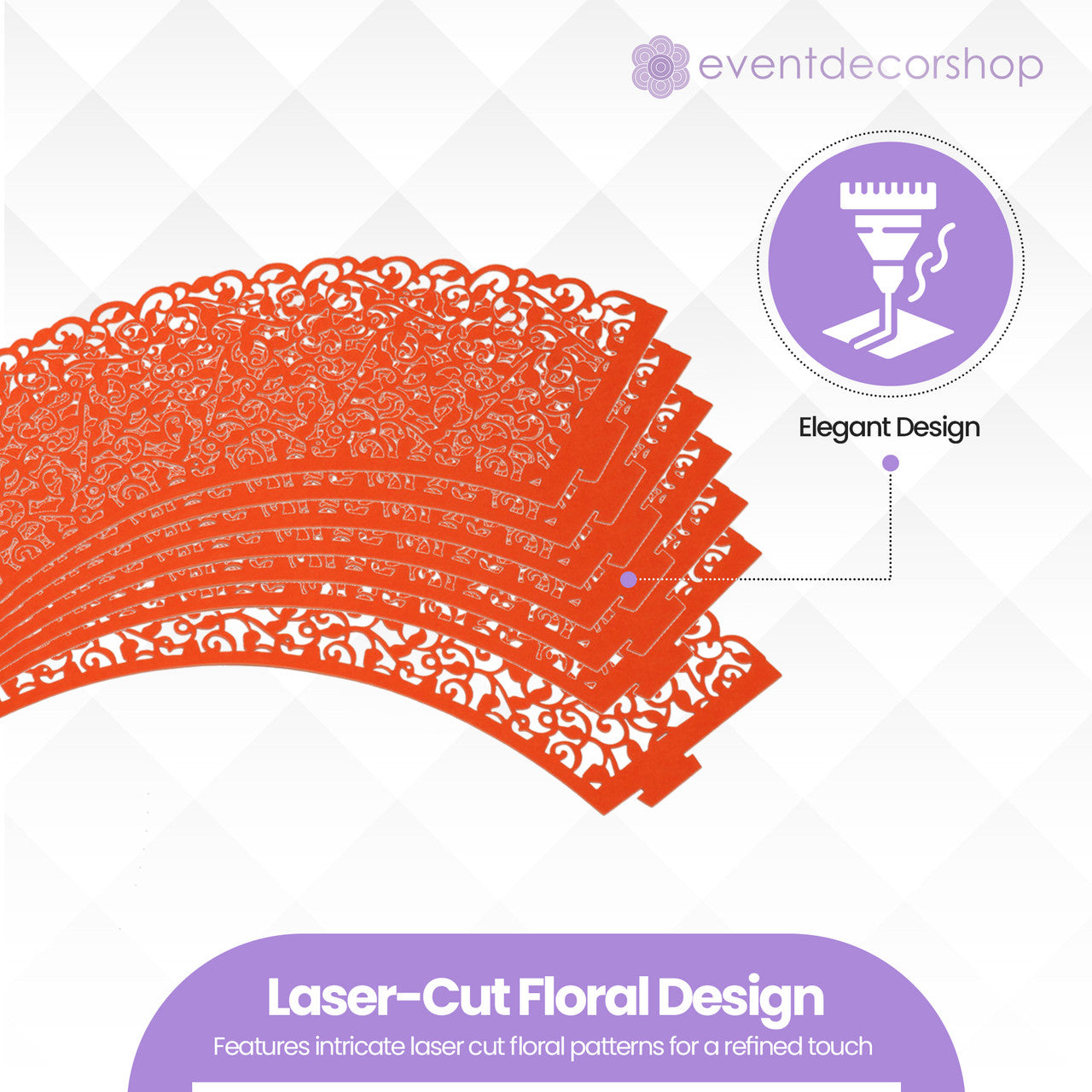 25x Laser Cut Cupcake Wrappers - Orange