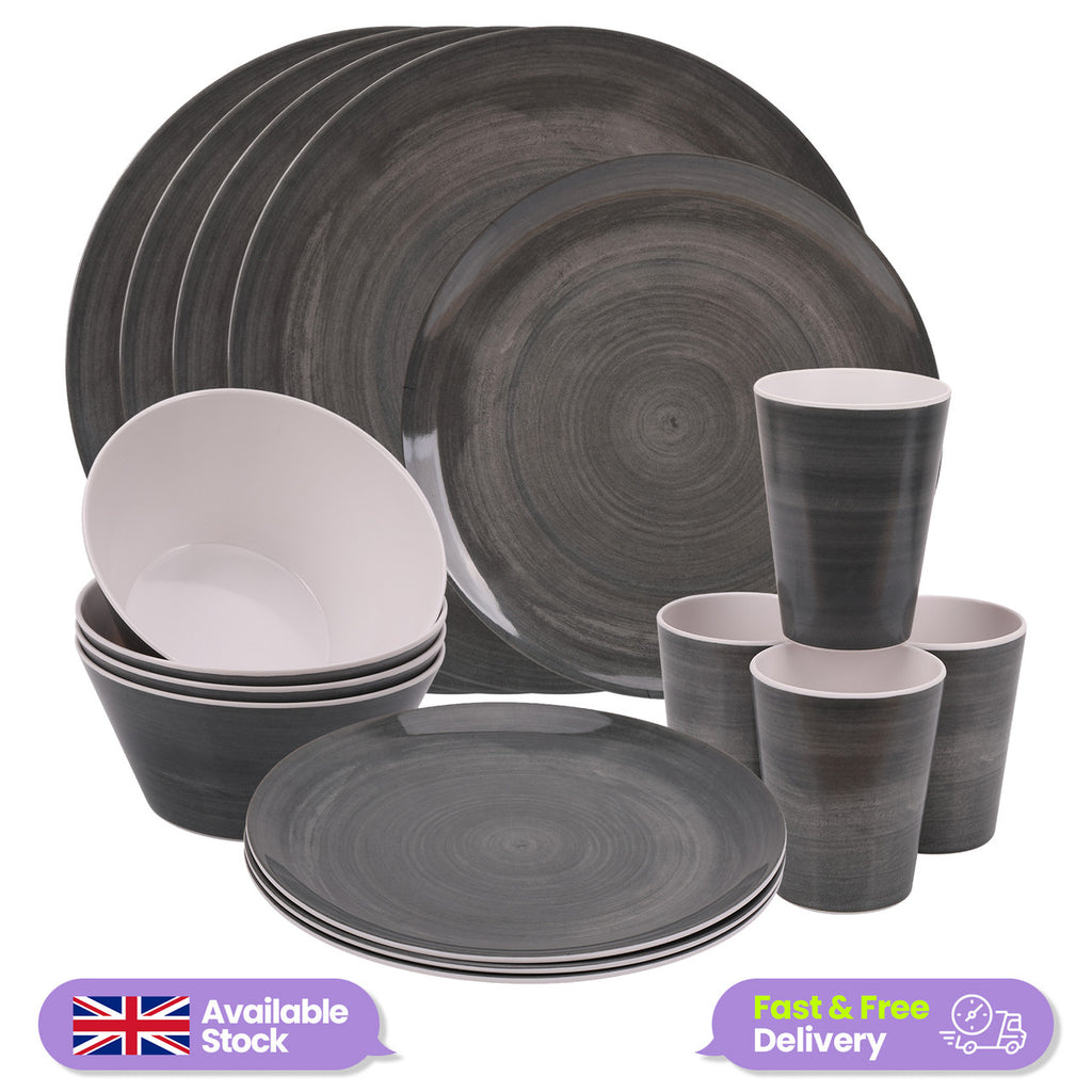 Grey Swirl Design Melamine BBQ and Party Set - 16pcs