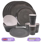 Grey Swirl Design Melamine BBQ and Party Set - 16pcs