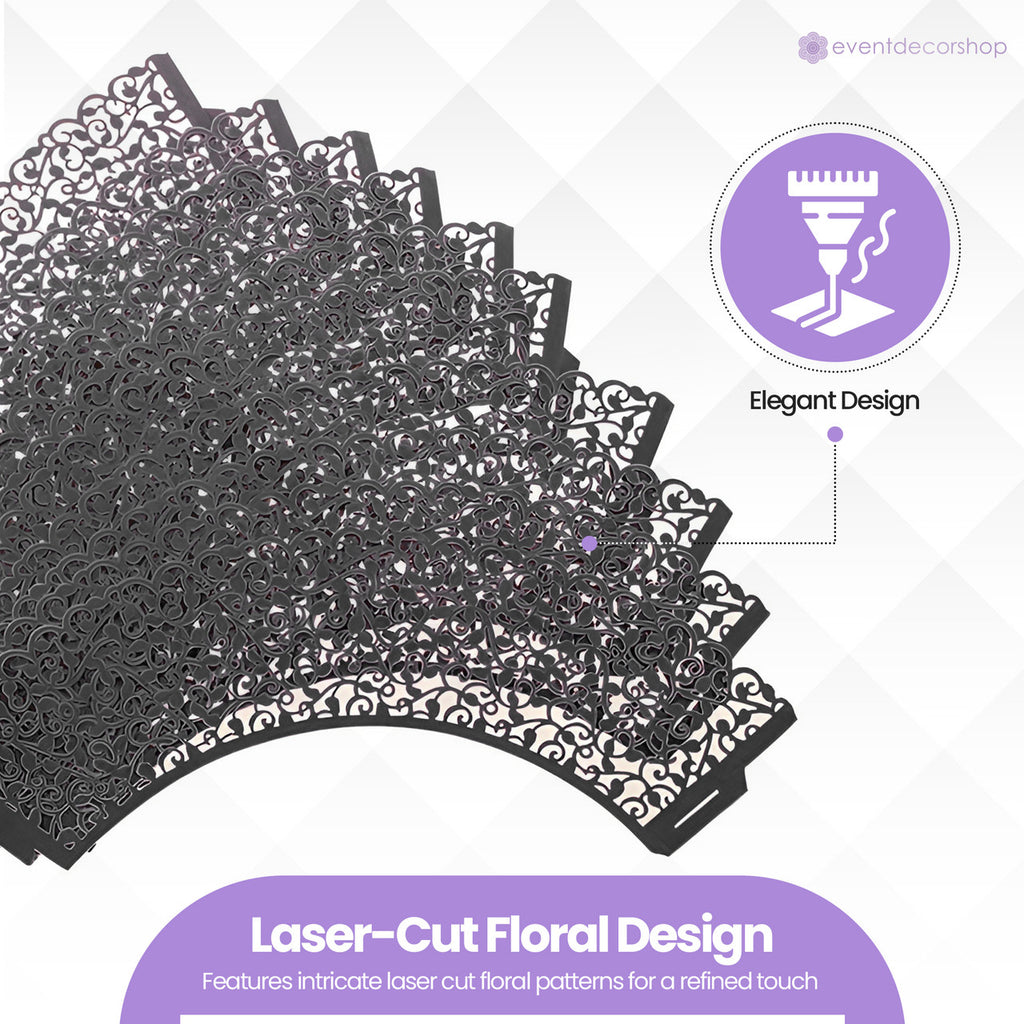 25x Laser Cut Cupcake Wrappers - Black